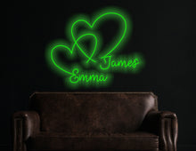 Load image into Gallery viewer, Hearts wedding neon sign, Double Heart Neon Signs, Custom heart Neon Sign, Twin Heart LED Neon Sign, Wedding Party Decor Sign, Bedroom Desktop Neon Decor, Gift Apartment Decor
