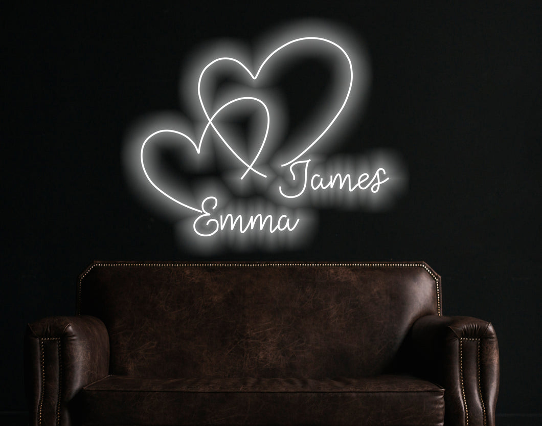 Hearts wedding neon sign, Double Heart Neon Signs, Custom heart Neon Sign, Twin Heart LED Neon Sign, Wedding Party Decor Sign, Bedroom Desktop Neon Decor, Gift Apartment Decor