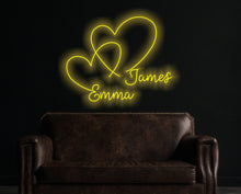 Load image into Gallery viewer, Hearts wedding neon sign, Double Heart Neon Signs, Custom heart Neon Sign, Twin Heart LED Neon Sign, Wedding Party Decor Sign, Bedroom Desktop Neon Decor, Gift Apartment Decor
