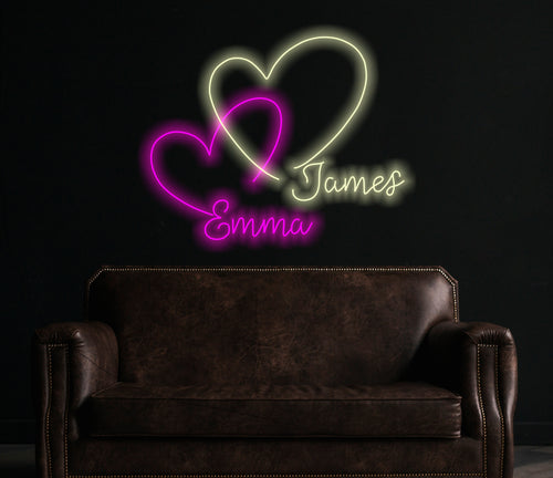 Double Heart Neon Signs,Custom Neon Sign,Twin Heart LED Neon Sign,Wedding Party Decor Sign,Bedroom Desktop Neon Decor,Gift Apartment Decor