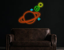 Load image into Gallery viewer, Planet saturn neon lights, Jupiter Neon Light, earth planet neon sign, sun neon sign, Galactic Glow neon sign
