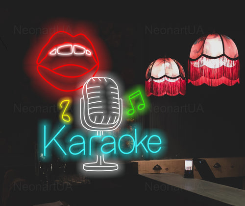 Karaoke Night Bar Neon Sign, Karaoke Night Led Light, Karaoke Club Neon Sign, Karaoke Logo Neon Sign, Bedroom Decor