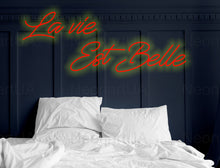 Load image into Gallery viewer, La Vie Est Belle Neon sign, Champagne wall Neon sign, Life is Beautiful Neon Sign, Life is Lovely Neon Sign
