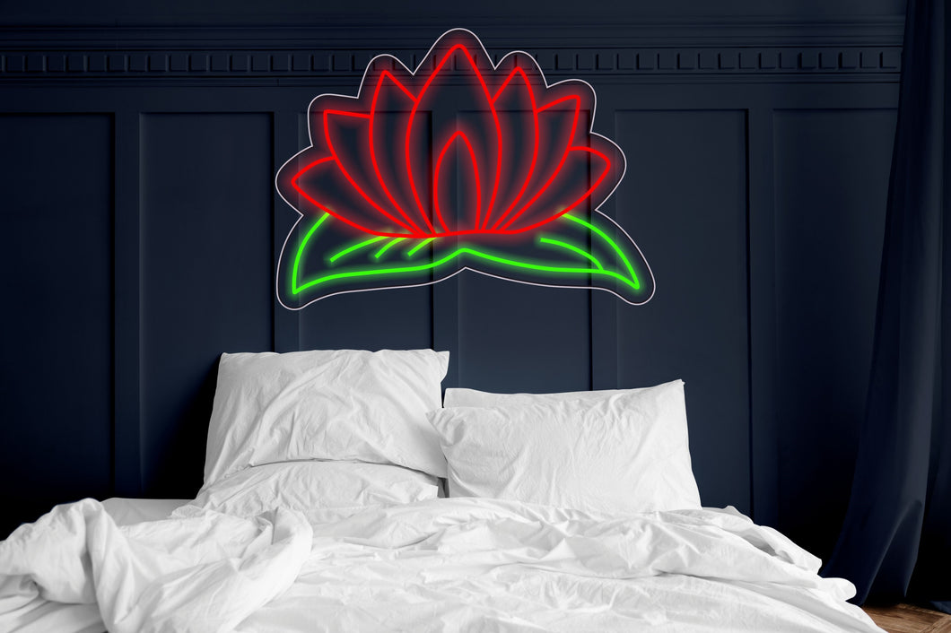 Neon water lily sign, lotus flower neon sign, home decor neon sign, custom neon sign