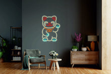 Load image into Gallery viewer, Maneki Neko Neon, Money Cat Maneki neko - LED light neon sign, neon lamp beckoning cat, welcoming neon cat
