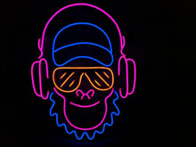 Load image into Gallery viewer, Monkey with headphones neon sign,neon sign monkey, neon sign for karaoke bar neonartUA

