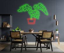 Load image into Gallery viewer, Monstera neon sign, tropical plants neon sign, flowers neon sign
