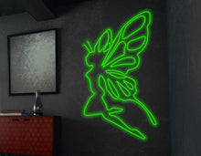 Load image into Gallery viewer, Fairy neon sign, female fairy neon sign, girl with wings neon sign, anime neon sign, angel neon sign, butterfly neon sign, butterfly woman neom sign
