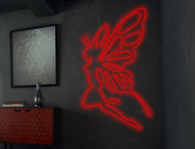 Load image into Gallery viewer, Fairy neon sign, female fairy neon sign, girl with wings neon sign, anime neon sign, angel neon sign, butterfly neon sign, butterfly woman neom sign
