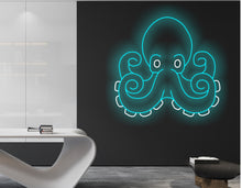 Load image into Gallery viewer, Octopus Neon Sign, Octopus Custom Neon Sign, Octopus Neon Light, Octopus Wall Decal Neon, Nursery Sign Octopus Bedroom Neon Decorations
