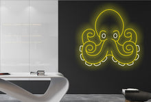 Load image into Gallery viewer, Octopus Neon Sign, Octopus Custom Neon Sign, Octopus Neon Light, Octopus Wall Decal Neon, Nursery Sign Octopus Bedroom Neon Decorations
