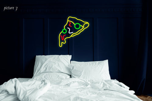 Pizza Slice LED Neon Sign - pizza wall decor, pizza led sign 