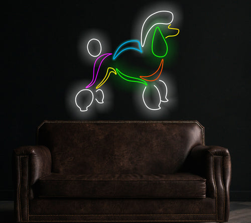 Poodle neon sign, dog led sign, pet shop decor led light, custom gift for pet lover, poodle wall decor