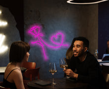 Load image into Gallery viewer, Rose and Heart . Neon Sign Aesthetic Handmade Home Wall Decor Custom Neon Sign Game Room  Modern LED Light 
