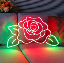 Load image into Gallery viewer, Neon rose sign, Floral neon sign, Flower neon sign, Romantic neon sign, Wall-mounted neon sign
