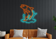 Load image into Gallery viewer, Salmon Fish Neon Sign, Fisherman&#39;s Delight LED Neon Sign, Fresh Catch LED Neon Sign, Salmon Wall Art LED Neon Sign, Seafood Lovers LED Neon Sign
