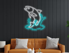 Load image into Gallery viewer, Salmon Fish Neon Sign, Fisherman&#39;s Delight LED Neon Sign, Fresh Catch LED Neon Sign, Salmon Wall Art LED Neon Sign, Seafood Lovers LED Neon Sign

