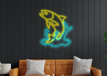 Load image into Gallery viewer, Salmon Fish Neon Sign, Fisherman&#39;s Delight LED Neon Sign, Fresh Catch LED Neon Sign, Salmon Wall Art LED Neon Sign, Seafood Lovers LED Neon Sign

