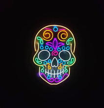 Load image into Gallery viewer, Sugar Skull Neon Sign, Skull Neon Sign, Mexican Skull Of Death Motive Neon Sign
