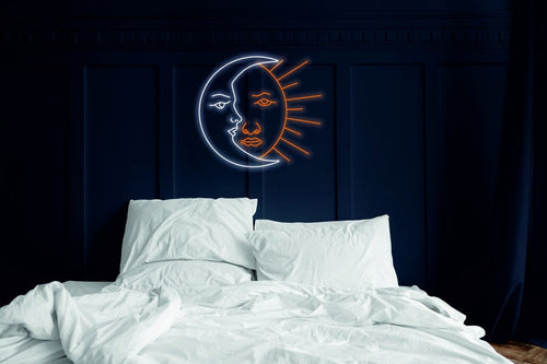 Sun and Moon - neon light sign for wall, bedside light up lamp, moon wall hanging lamp neonartUA