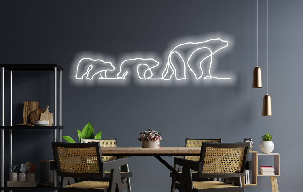 Polar bear Led Sign, Polar three bear Neon Sign, Neon sign Bear Art, Custom neon sign, Neon Sign Art, Wall decor living room