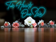 Load image into Gallery viewer, Two hearts one love Neon sign, gift for Valentine&#39;s Day, wedding neon sign

