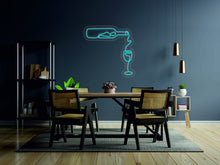 Load image into Gallery viewer, Wine bottle with a glass - LED neon sign for restaurant, neon light lamp for bar neonartUA
