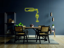 Load image into Gallery viewer, Wine bottle with a glass - LED neon sign for restaurant, neon light lamp for bar neonartUA
