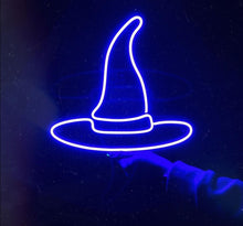 Load image into Gallery viewer, Halloween Neon Sign, Witch Hat Neon Sign, Halloween Decor, Halloween Light
