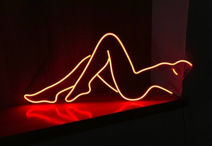 Neon sign female body, female silhouette, sexy body will decorate your home