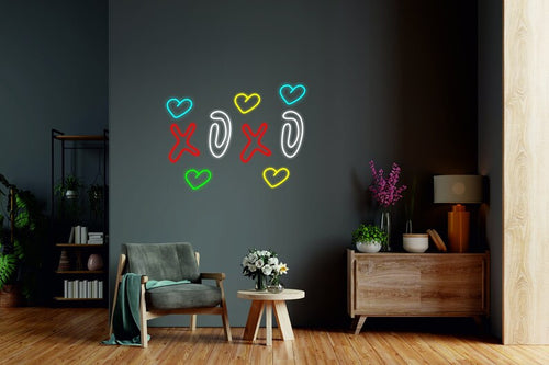 XOXO faux neon light in red and white  by Ooh Neon®
