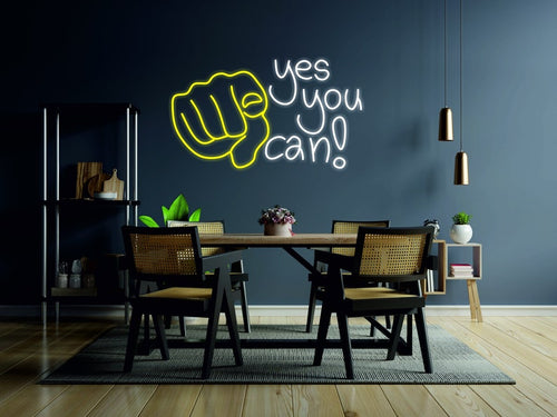 YES YOU CAN led neon sign | Neon Motivational Quotes, Inspirational neon Wall Hangings neonartUA